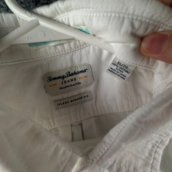 Tommy Bahama Long Sleeve Button Up Shirt Adult Island Modern Fit White XL COTTON - Picture 9 of 16